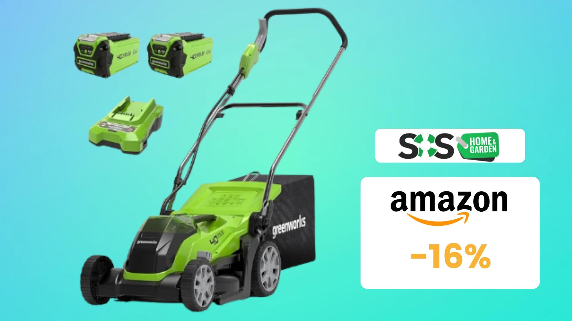 Immagine di Tagliaerba a batteria Greenworks a 270€: prestazioni al top!