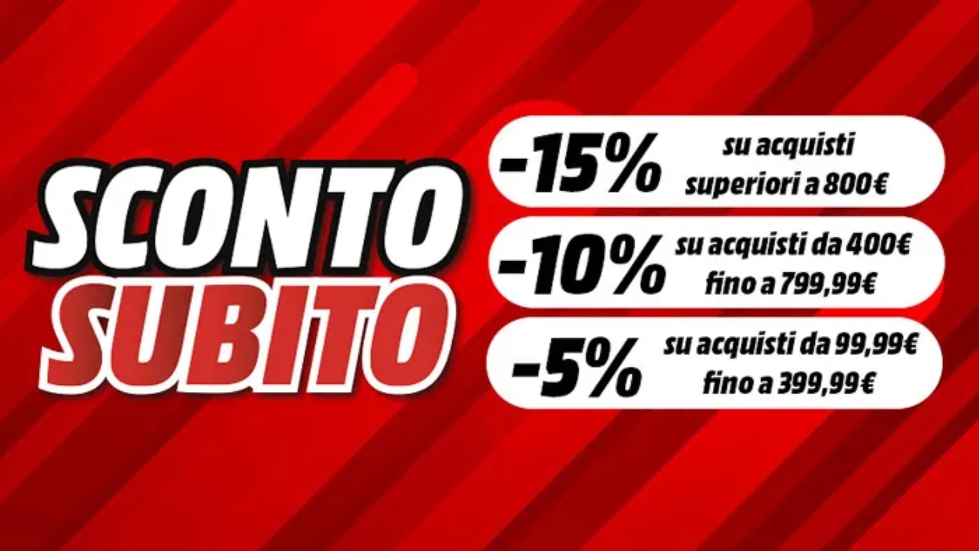 Immagine di Fino al 15% di sconto per gli acquisti online da Mediaworld!