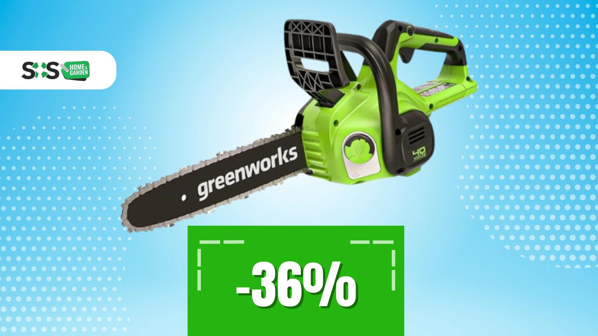 Immagine di Motosega a batteria Greenworks: leggera e potente a 140€!