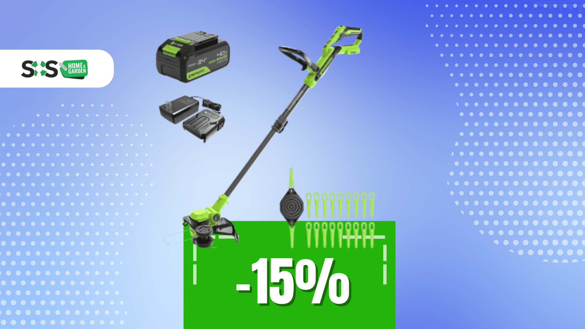 Immagine di Il tagliabordi Greenworks ruota a 90° e semplifica la vita!