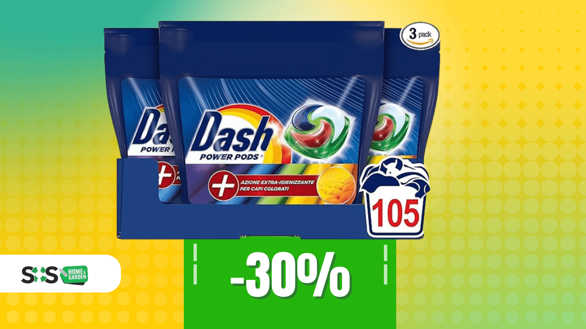 Immagine di Dash Power Pods: pulito e igiene per 105 lavaggi a 35€!