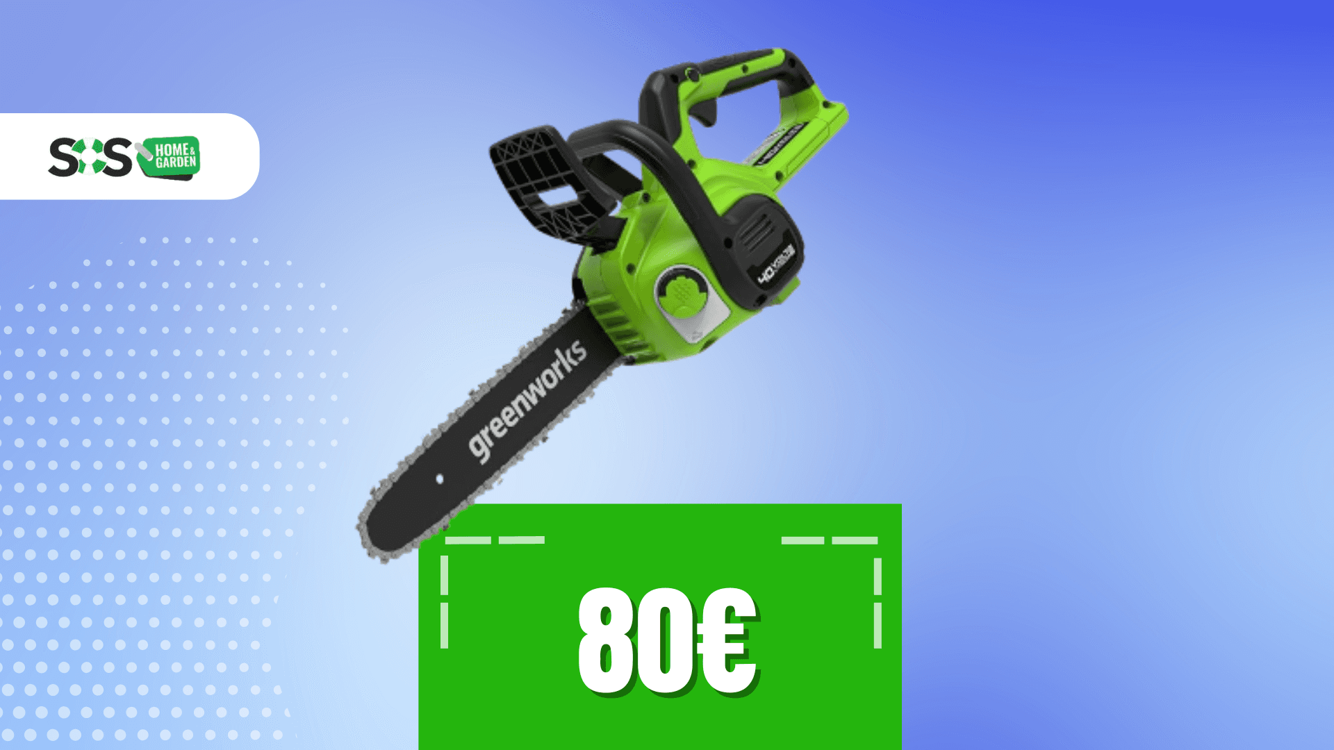 Immagine di Motosega Greenworks a soli 80€: leggera, potente e scontata!