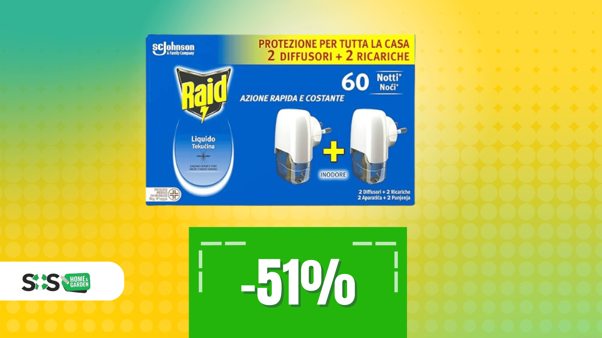 Immagine di Zanzare KO per 60 notti con Raid a metà prezzo: solo 4€!