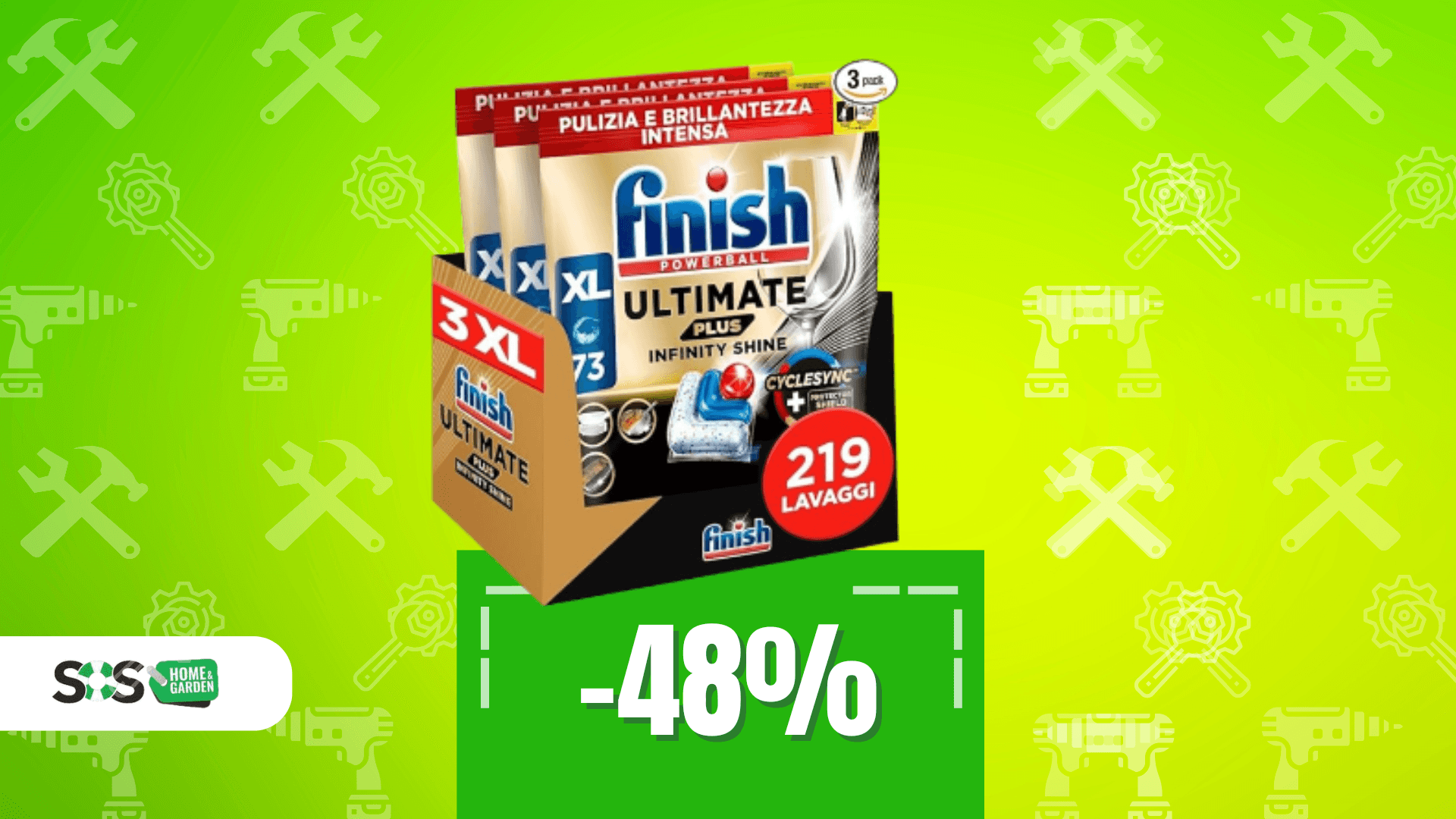 Immagine di 219 capsule Finish a 39€ e la lavastoviglie è al massimo!