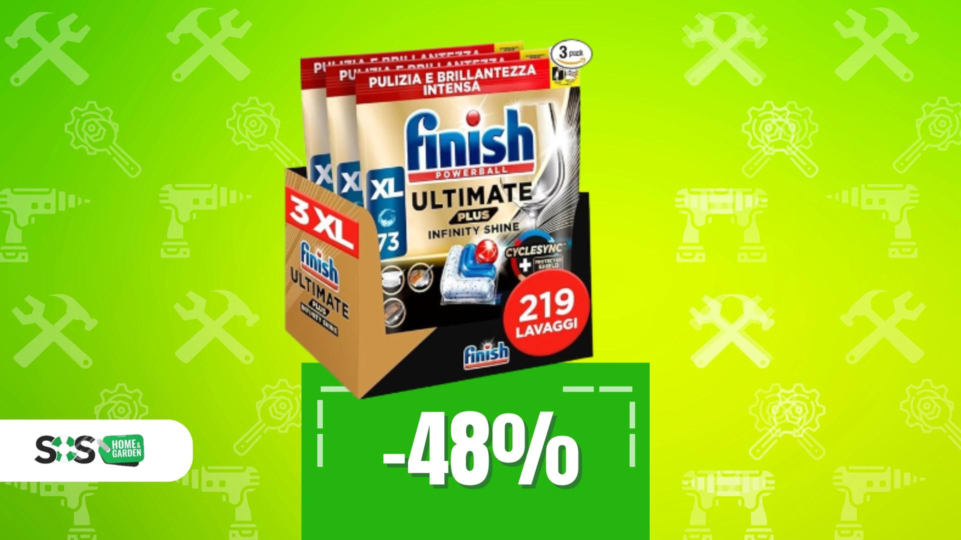 Immagine di 219 capsule Finish a 39€ e la lavastoviglie è al massimo!
