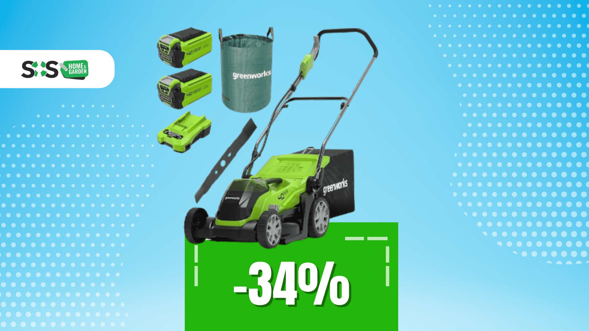 Immagine di Il kit Greenworks per mantenere perfetto il tuo giardino!