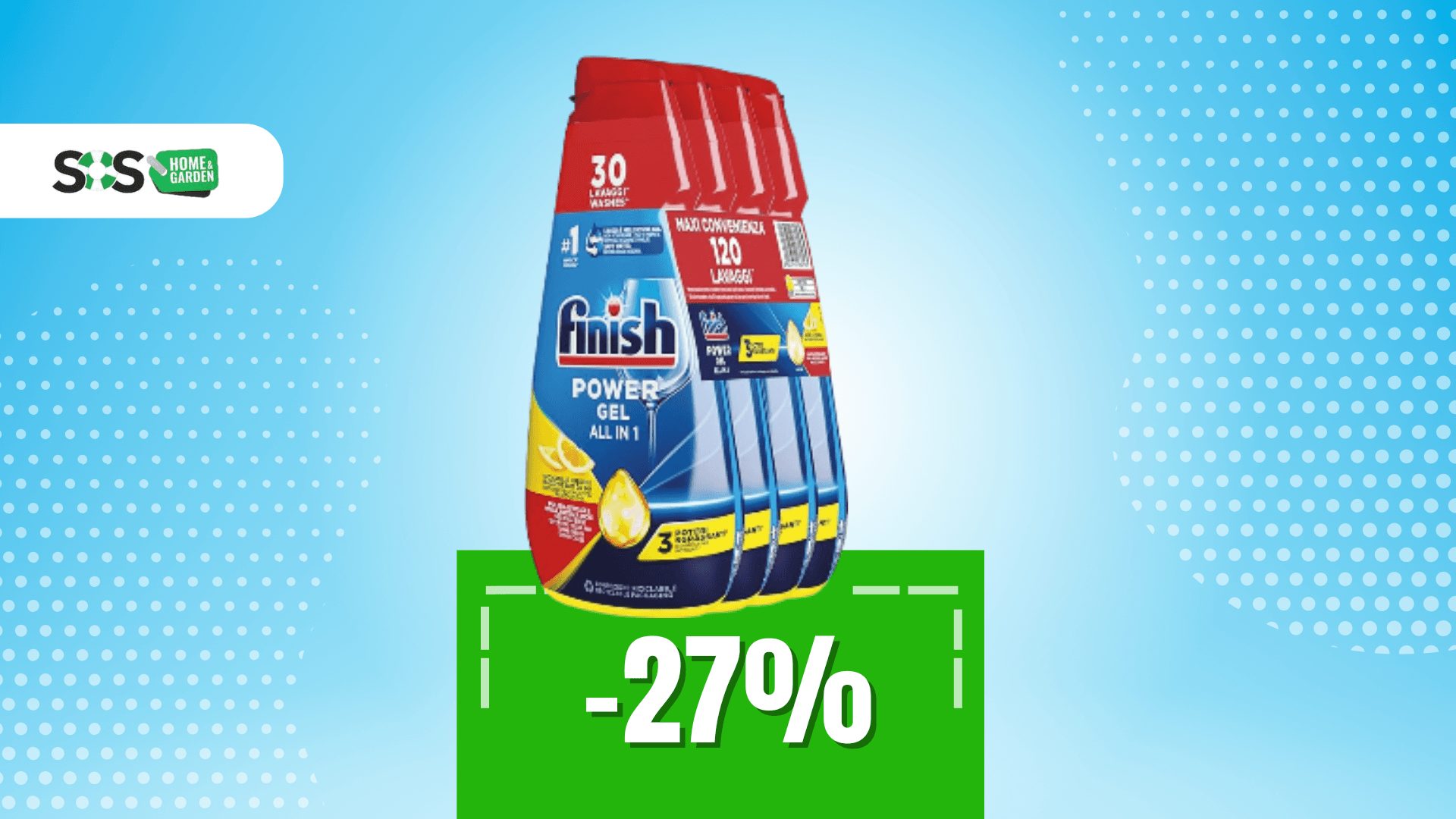 Immagine di Piatti brillanti a ogni lavaggio: 120 Finish Powergel a 16€!