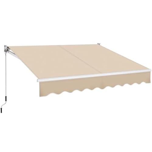 Yaheetech Tenda da Sole a Bracci Estensibili Avvolgibile Impermeabile da Esterno Balcone con Manovella Resistente ai Raggi UV Manuale per Porta e Finestra Angolazione Regolabile