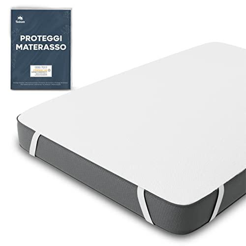 Twinzen - Coprimaterasso impermeabile certificato Oeko-TEX, in cotone, traspirante, con 4 angoli elastici