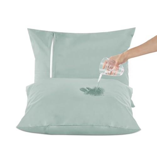 DUJUIKE Federe impermeabili, confezione da 2, 100% impermeabili, cerniera nascosta, ipoallergeniche e antiacaro, morbide e resistenti, lavabili in lavatrice
