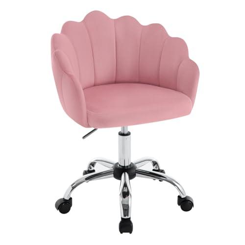 WOLTU Sedia Ufficio, Sedia da Scrivania, Poltroncina con Schienale a Petalo, Sedia in Girevole, con Braccioli e Rotelle, Regolabile in Altezza, Sedia da Trucco, #2680