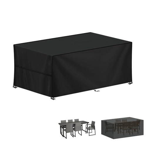 LAMUNI Copertura Tavolo Giardino, Tessuto Oxford 420D Copertura per mobili da Giardino, Antivento, Anti-UV Copritavolo Esterno Impermeabile Telo Copertura per Tavolo