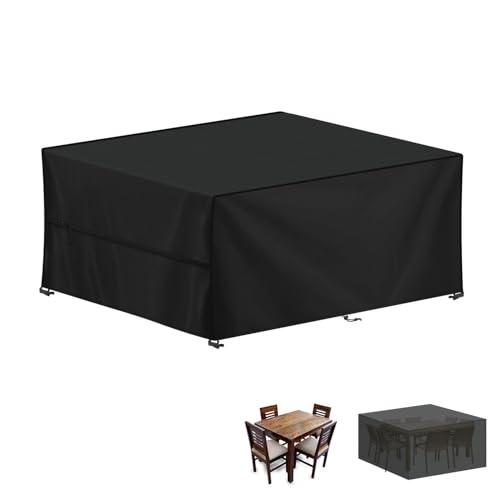 LAMUNI Copertura Tavolo Giardino, Tessuto Oxford 420D Copertura per mobili da Giardino, Antivento, Anti-UV Copritavolo Esterno Impermeabile Telo Copertura per Tavolo