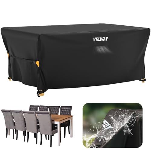 Velway Waterproof Furniture Covers - 125 x 125 x 74 cm Outdoor Garden Table Cover with Air Vent Windproof Table Cover Square Furniture - Grey
