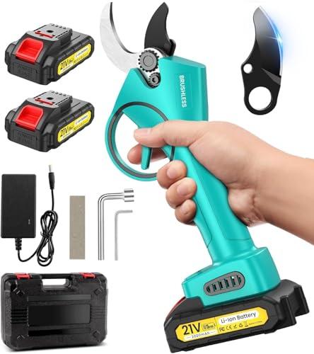Forbici Potatura a Batteria,Forbici Potatura Elettriche con 2 * 2Ah Batteria, può Funzionare Ininterrottamente per 6-8 ore, con Diametro di Taglio di 15-35 mm è Adatto per Frutteto,Giardino,Fattoria