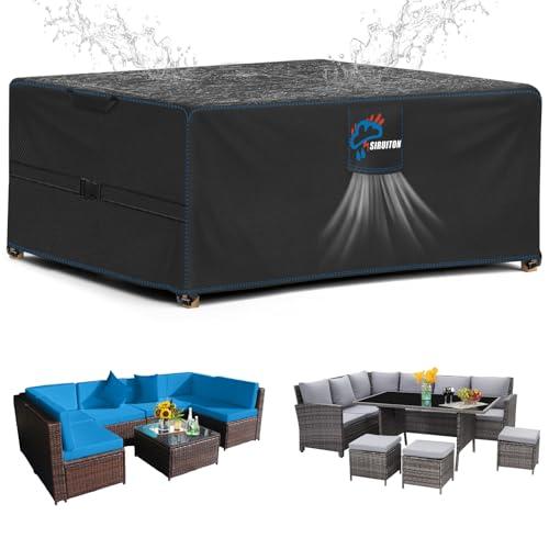 SIRUITON Copertura per mobili da giardino,185x122x74 cm,con aperture di ventilazione,impermeabile,antivento,resistente ai raggi UV,antistrappo,420D Oxford,copertura per