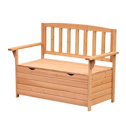 Outsunny Panchina da Giardino 2 Posti con Vano Contenitore Legno 112x58x84cm