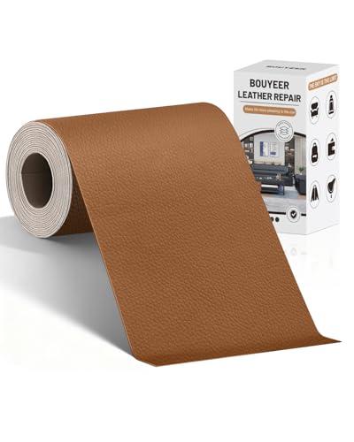 BOUYEER Pelle Adesiva per Riparazioni, 10x210 CM ecopelle toppe adesive per tessuti, Set Riparazione Ecologico & Senza Odori per Mobili/Divano/Sedili Auto/Borse/Restauro, Nero 01