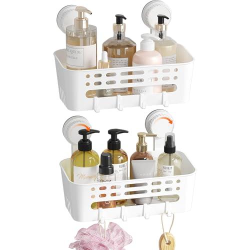 Lifewit Cestino per Doccia a Ventosa da Parete, Mensola Doccia senza Foratura, Organizer del Bagno in Plastica Rimovibile