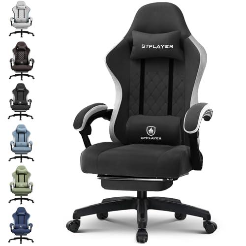 GTPLAYER Sedia da gaming, ergonomica con cuscino a molle insacchettate, braccioli e poggiapiedi articolati, sedia per computer ergonomica con schienale alto con supporto lombare PW