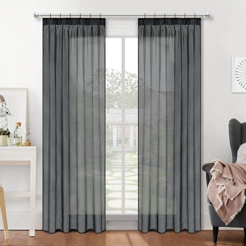 MRTREES Tende Finestre Voile Semi Trasparenti con Fettuccia 2 Pezzi Tenda Confezionate a Panello Tende Corte a Caduta Leggere per Camera da Letto Cucina