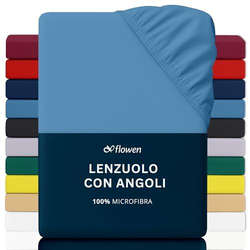 Flowen Lenzuola con Angoli per Letto Singolo Matrimoniale Una Piazza e Mezza Queen Size King Size in Microfibra 90x200 140x200 120x200 160x200 180x200 200x200 Antiacaro Ipoallergenico Traspirante