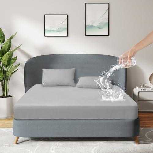 DUJUIKE Coprimaterasso Impermeabile al 100% Lenzuolo con Angoli Traspirante per Case con Animali Domestici Camera da Letto per Bambini e Adulti