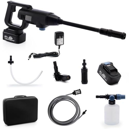 Gtremulent Pulitore ad alta pressione senza fili portatile: pistola a batteria 21 V 4,0 Ah con tubo 5 m - kit lavaggio auto/balcone/terrazza/facciata casa e pulizia aria condizionata
