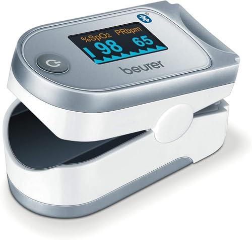 Beurer PO 60 Saturimetro Bluetooth a Lettura Istantanea con Visualizzazione Grafica del Battito Cardiaco e 100 Posizioni di Memoria