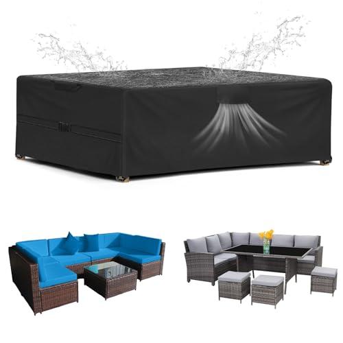 SIRUITON Copertura per mobili da giardino,185x122x74 cm,con aperture di ventilazione,impermeabile,antivento,resistente ai raggi UV,antistrappo,420D Oxford,copertura per