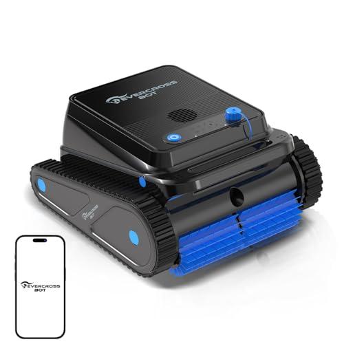 EVERCROSS BOT U8 Robot Piscina Senza Fili, Pulizia Fondo, Pareti e Linea Galleggiamento, 4 modalità, 120 Min di Autonomia, Navigazione Intelligente, Parcheggio Automatico, Fino a 200㎡ (Nero-App)
