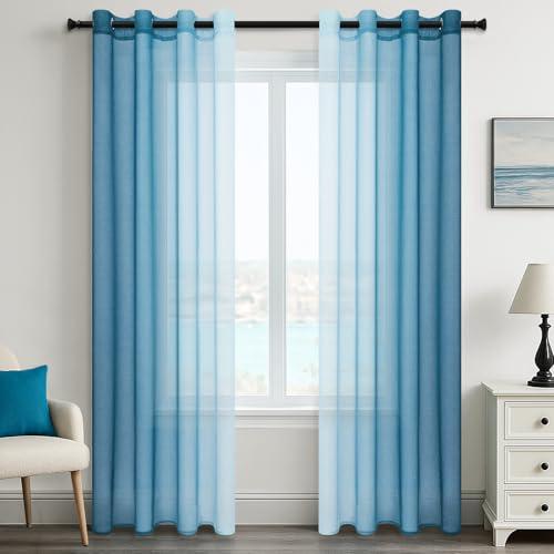 MRTREES Tende per Interni Trasparenti in Voile Sfumate Verticale con Occhielli Tenda Leggera Elegante per Camera da Letto per Finestra e Soggiorno Moderne