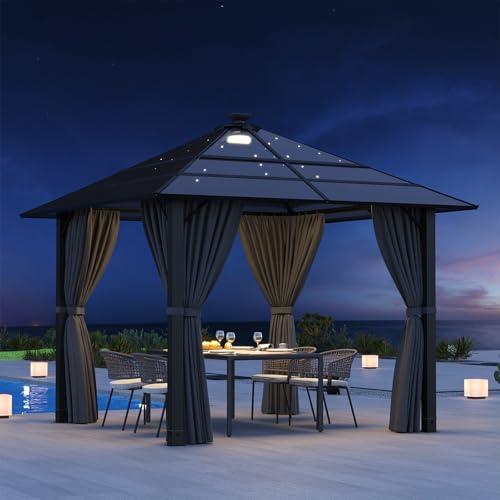 Devoko Gazebo impermeabile, stabile, in alluminio, gazebo da giardino, con tetto fisso, protezione UV, adatto per scene esterne