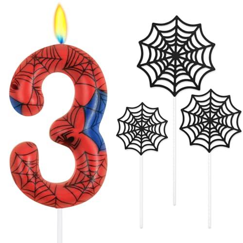 Alaoo Candele di Compleanno, Candele per Candeline Ragno Compleanno, Candela di Compleanno a Tema Ragno, Decorazione per Torta a Forma di Ragnatela, Adatto a Ragazzi e Ragazze