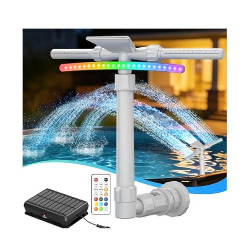 Mooroer Fontana per Piscina Cascata, Doppia Testa Regolabile a 360° e Altezza Regolabile, per Piscine Fuori Terra e Interrate, Accessori Decorazioni Piscina per Relax e Feste