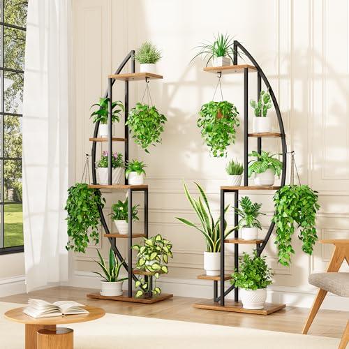 BACEKOLL Porta Piante Da Interno - 6 Livelli Supporti Piante, Plant Stands Per Fioriere, Sgabello Per Pianta, 160cm Supporto Per Vasi, Mensole Indoor Angolo Soggiorno (Pianta Non Inclusi) 2 Pezzi