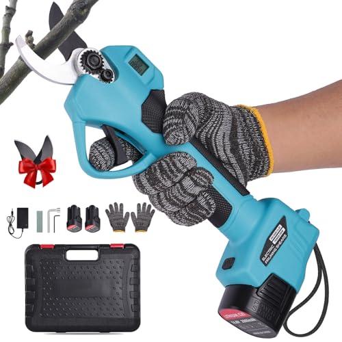 Forbici Potatura a Batteria: Cesoie a Batteria per Potatura con Regolabile 35mm con 2 Batterie 2000mAh, Display LED, Forbice potatura a Batteria per Potatura Giardino, Olivo Electric Pruning Shears