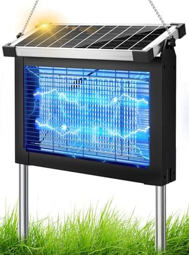 Anysun Lampada Antizanzare Elettrica Solare, Zanzariera Elettrica da Esterno 4500V, Ricarica Solare e USB, IPX5, Cavo da 3 m, Sensore Crepuscolare, per Terrazza Giardino Balcone Camping