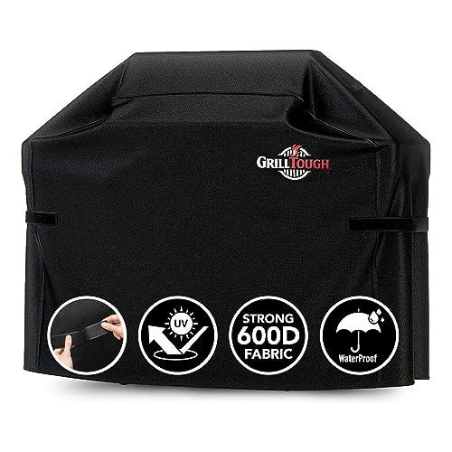 Copertura per barbecue GrillTough Heavy Duty per barbecue da esterno - Impermeabile, resistente alle intemperie, ai raggi UV e allo scolorimento con cinghie regolabili