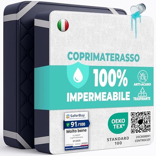 Flowen Coprimaterasso Matrimoniale Singolo King Size Impermeabile Cotone Letto Salvamaterasso Traversa Traspirante Antiacaro Anallergico Antibatterico Copriletto Salva Proteggi Materasso Lavabile