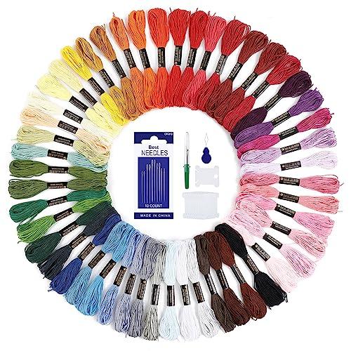 Romon 50 Colors Embroidery Threads, Embroidery Threads with Accessories for Friendship Bracelets Crafts, Cross Stitch Threads for Knitting Cross Stitch 8m ⟮50 Colors⟯
