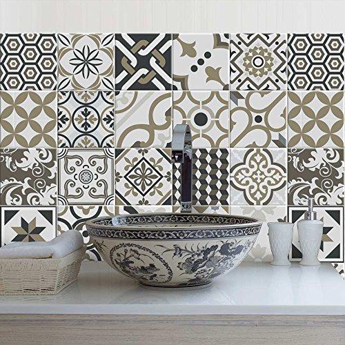 RE-COVERTILES - Adesivi per Piastrelle Bagno e Cucina Decorazione Murale in PVC Impermeabile Mattonelle Mosaico Stile Cementine Azulejos