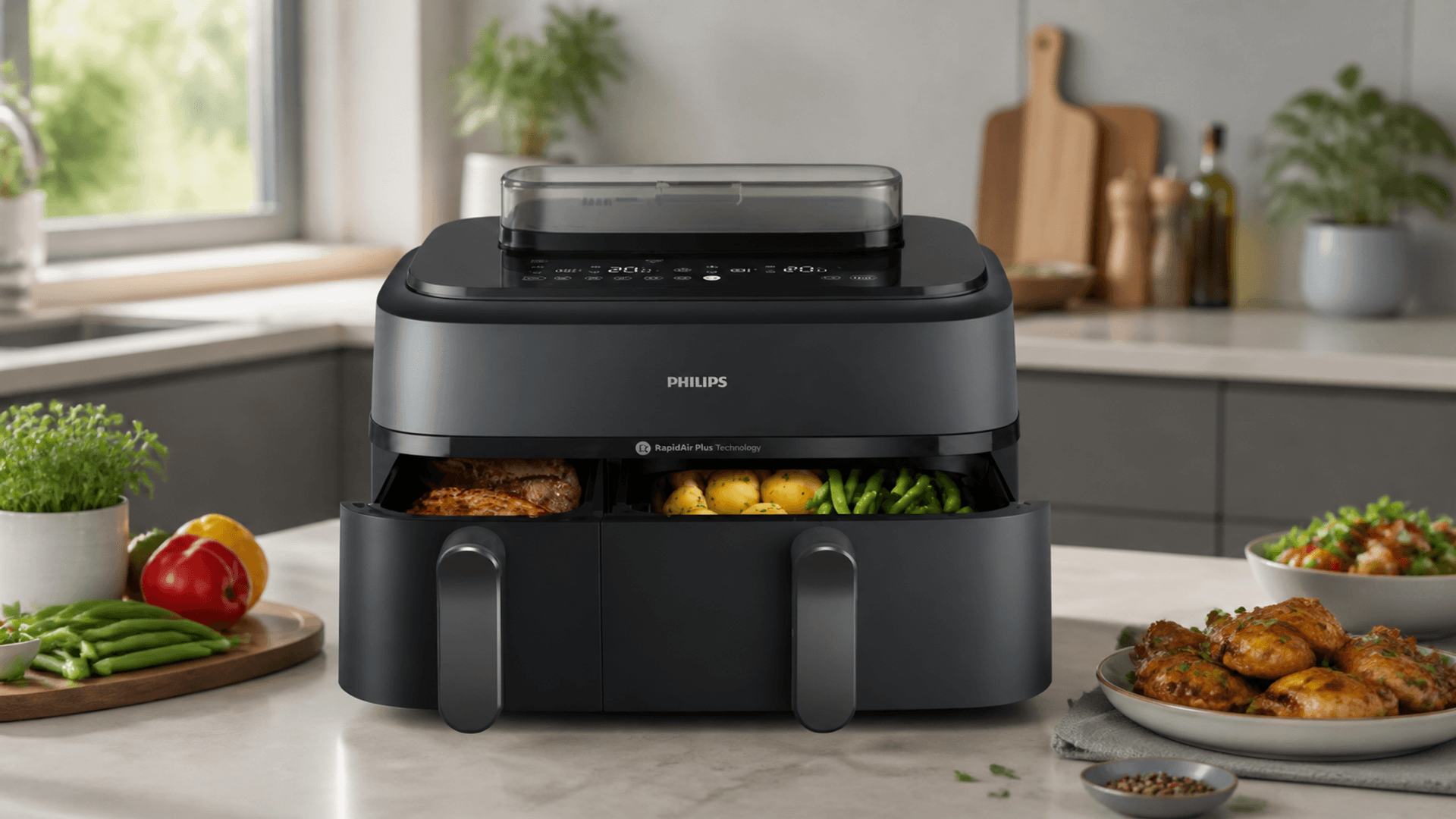 Immagine di Recensione Philips Airfryer Serie 5000 NA550: due cestelli e cotture più morbide