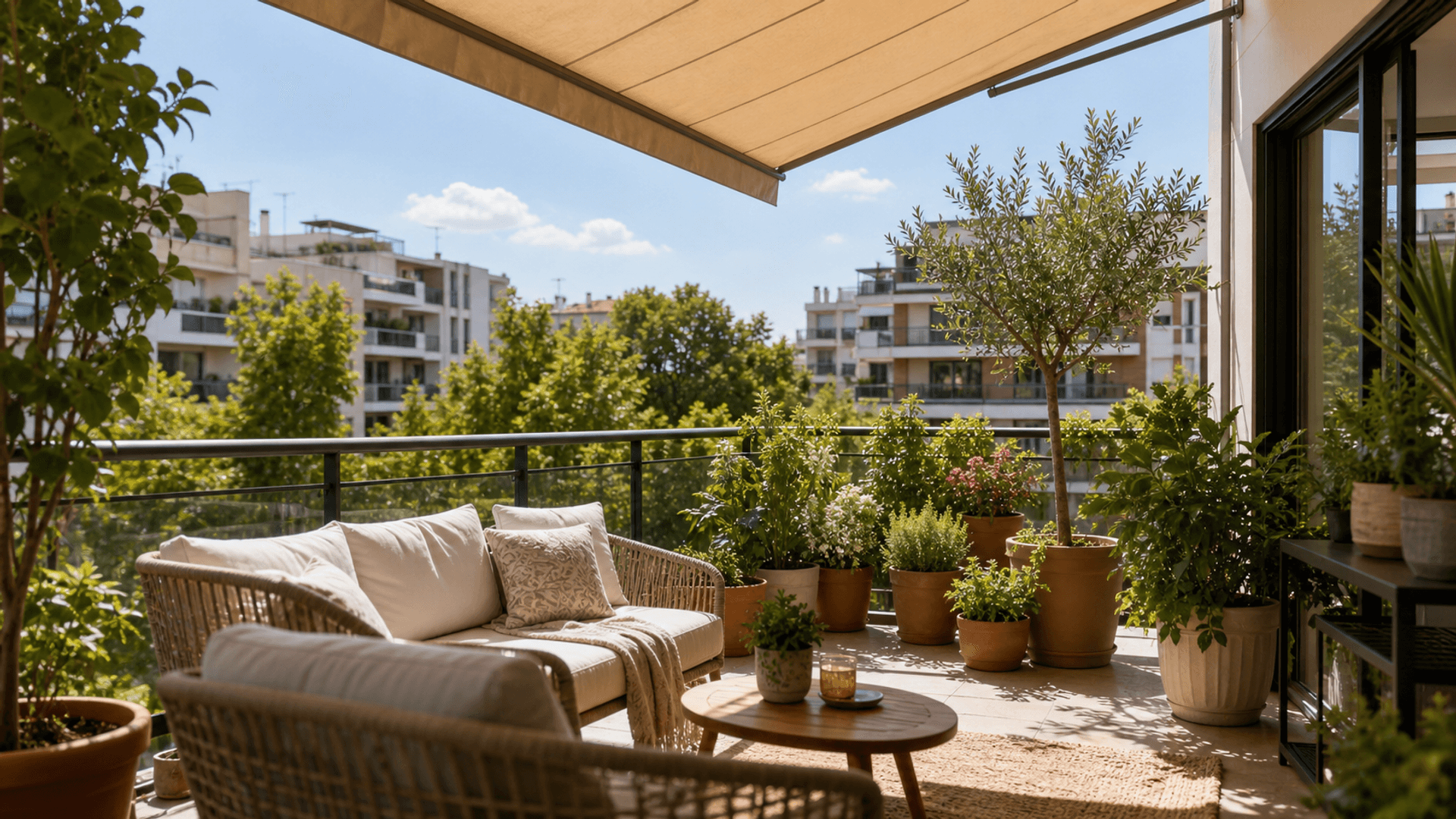 Immagine di Balcone esposto al sole: tende, piante e soluzioni per abbassare la temperatura