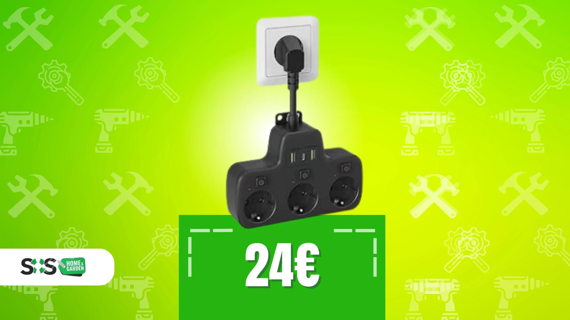 Immagine di Ciabatta elettrica con 3 prese Schuko e 3 USB a soli 24€!