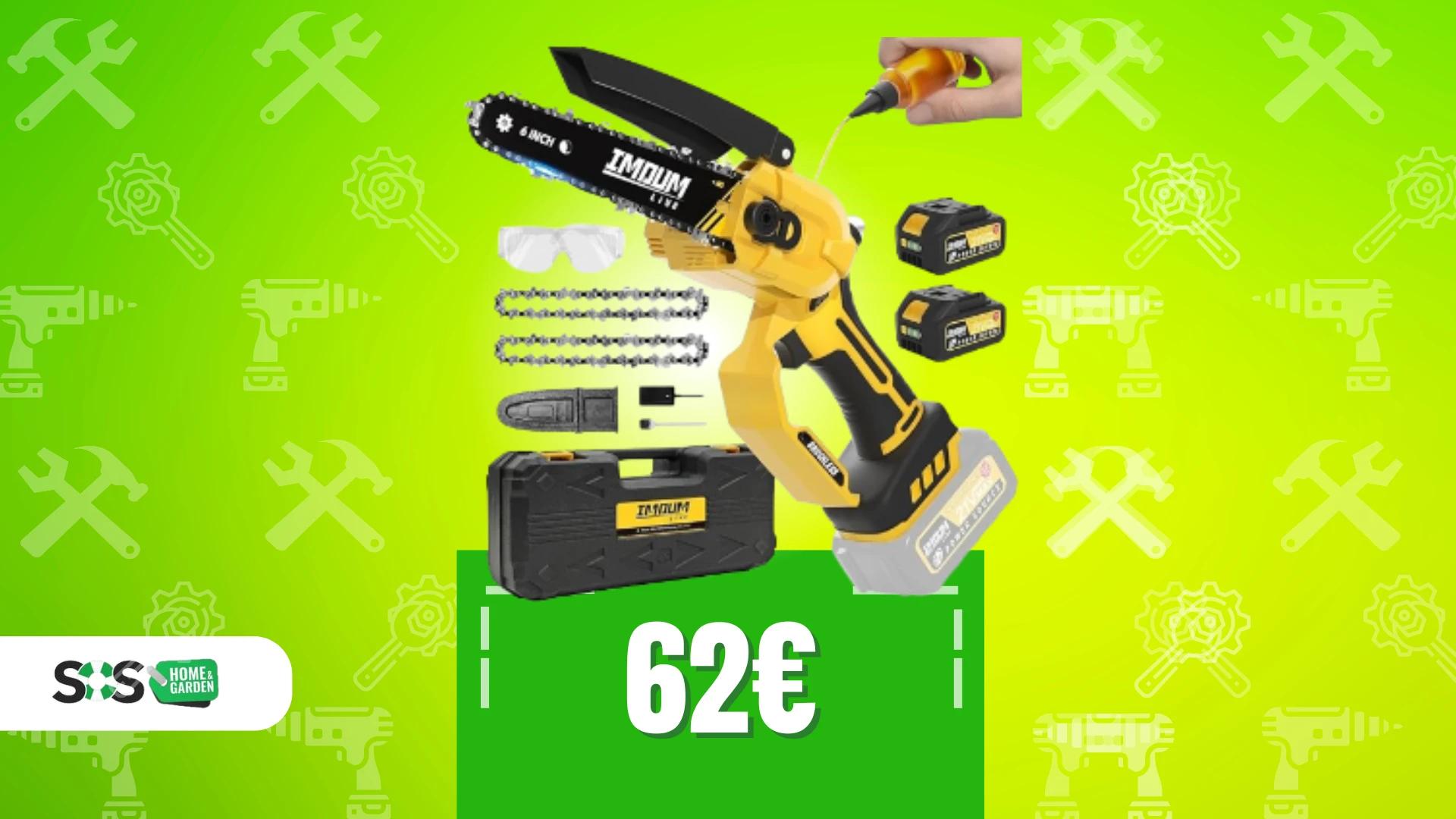 Immagine di Mini motosega a batteria con design ergonomico a soli 62€!
