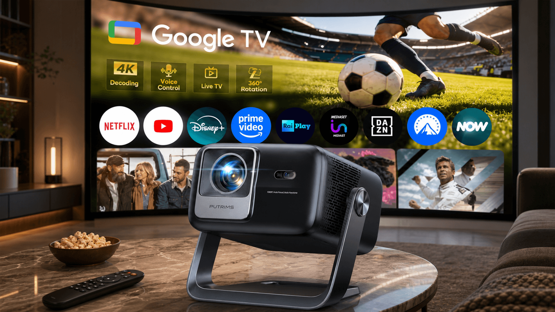 Immagine di Il proiettore 4K con Google TV cala del 34%: occasione home cinema