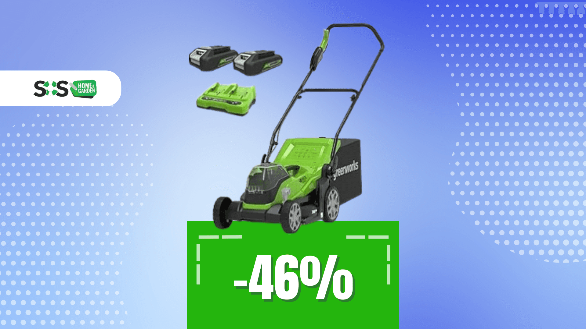 Immagine di Tagliaerba a batteria e elettropompa Greenworks a 200€!