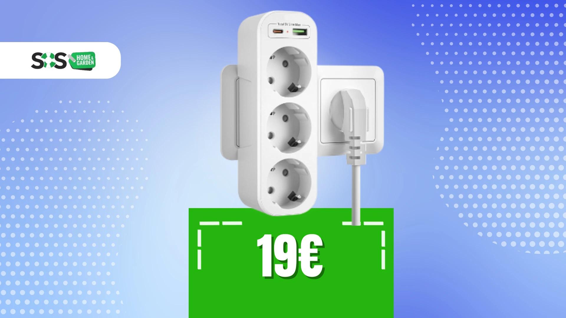 Immagine di Presa multipla AC e USB a soli 19€: sicura e pratica!