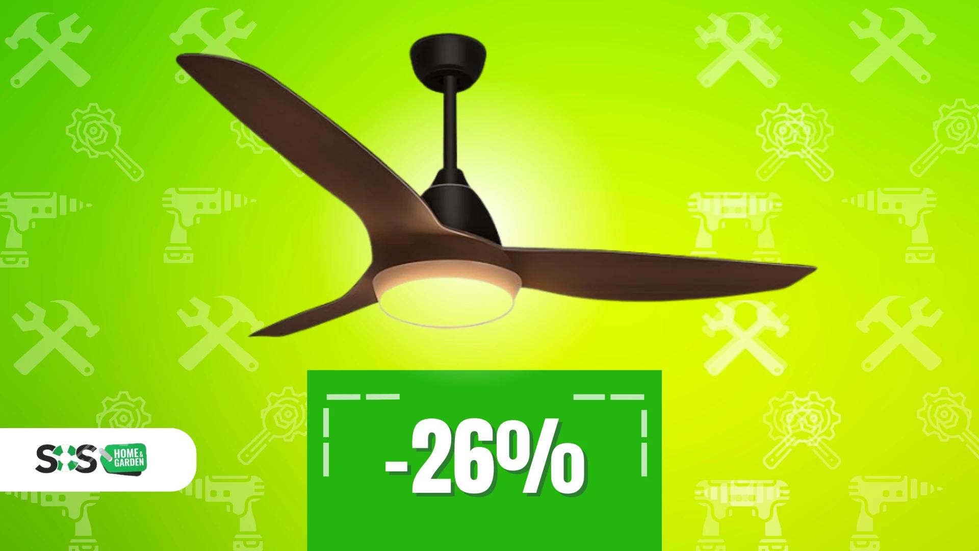 Immagine di Ventilatore da soffitto con luce e telecomando a 73€!